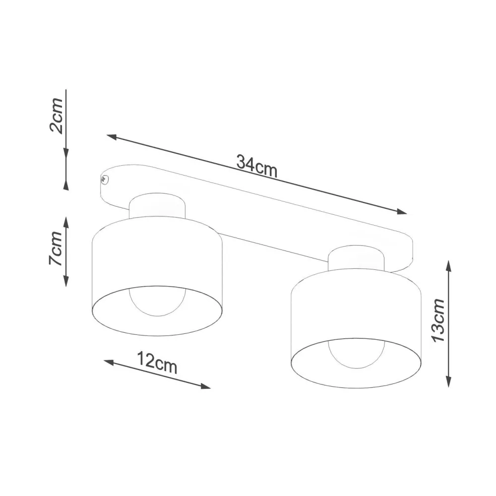 Sollux Deckenlampe Schwarz 34 cm lang Metall 2-flammig E27* Deckenleuchten|Flurlampen