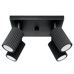 Clearance Sollux Deckenlampe Schwarz B: 25 cm klein schwenkbar 4-flammig GU10