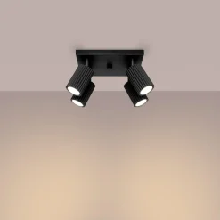 Clearance Sollux Deckenlampe Schwarz B: 25 cm klein schwenkbar 4-flammig GU10