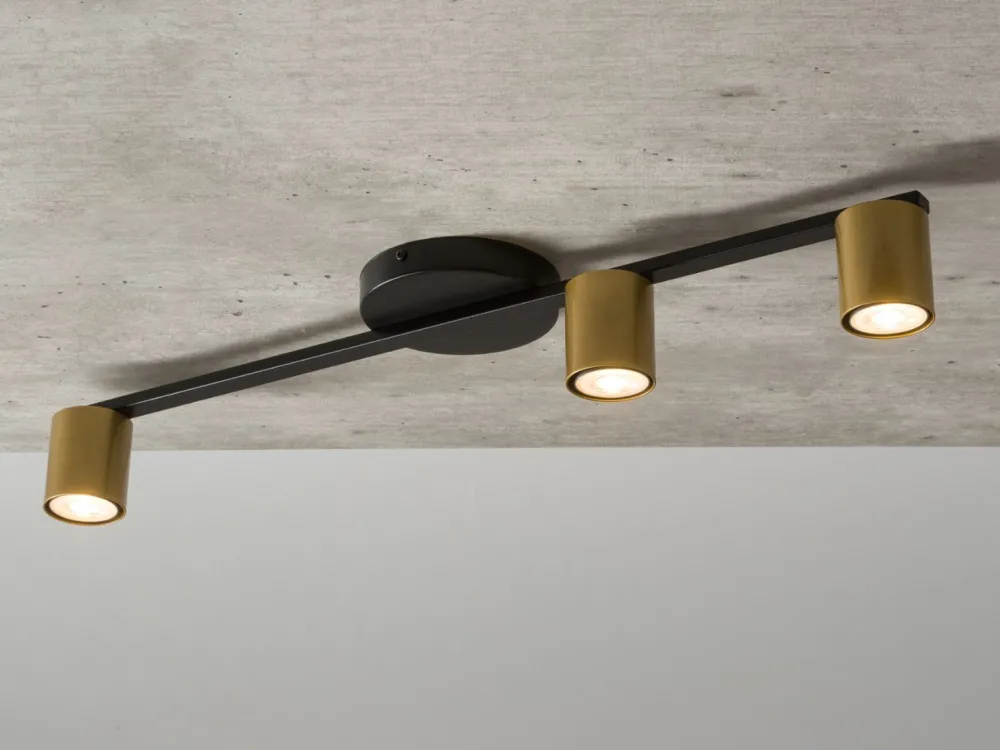 Sigma Deckenlampe Schwarz Gold GU10 Metall Zylinder stilvoll* Deckenleuchten|Flurlampen