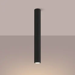 Sollux Deckenlampe Schwarz GU10 H: 60 cm Ø 6,5 cm schmal Aufputz* Wohnzimmerlampen|Küchenlampen