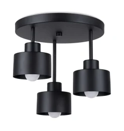 Clearance Sollux Deckenlampe Schwarz Metall 3-flammig Ø 32 cm E27
