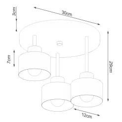 Clearance Sollux Deckenlampe Schwarz Metall 3-flammig Ø 32 cm E27