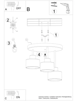Clearance Sollux Deckenlampe Schwarz Metall 3-flammig Ø 32 cm E27