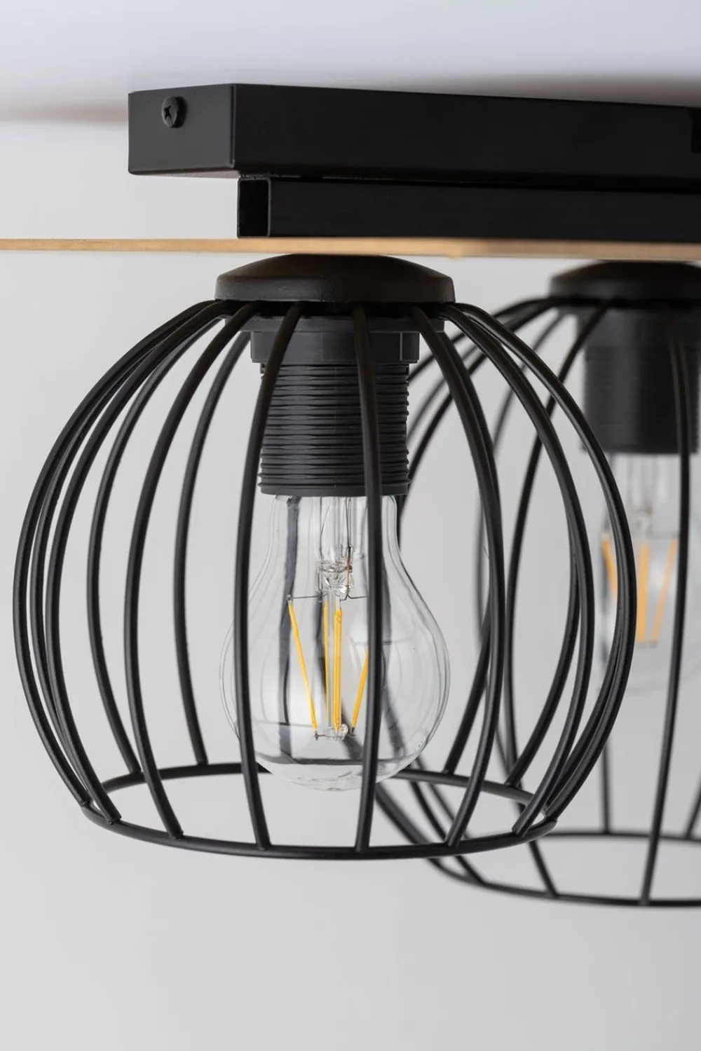 Sigma Deckenlampe Schwarz Natur E27 Metall Holz Wohnzimmer* Deckenleuchten|Flurlampen