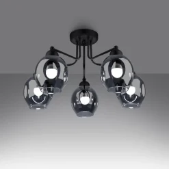 Sollux Deckenlampe Schwarz Rauchglas Metall E27 Modern* Deckenleuchten|Esszimmer Lampen