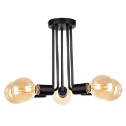 Keter Deckenlampe Schwarz Retro E27 5-flammig dekorativ* Deckenleuchten|Wohnzimmerlampen