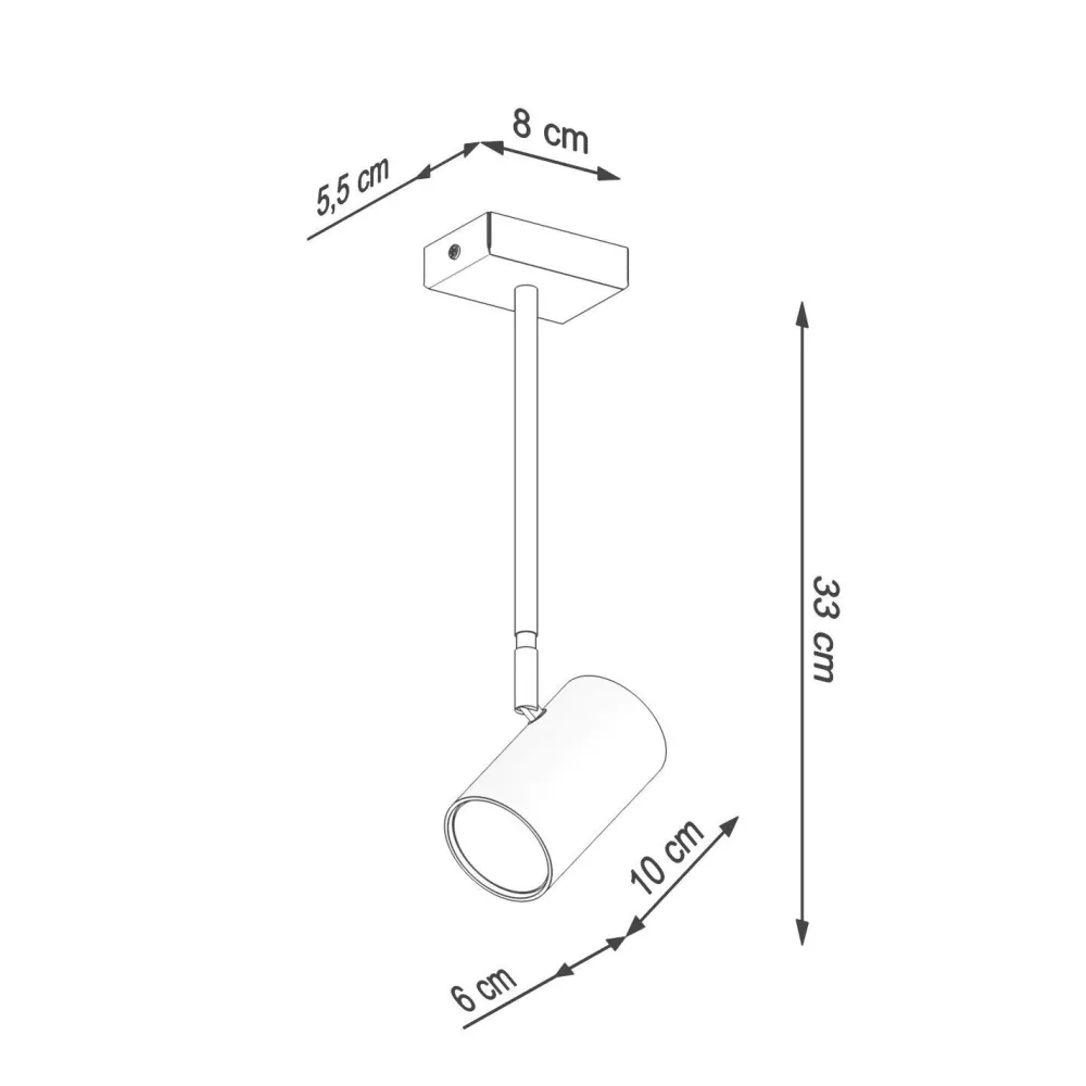 Sale Sollux Deckenlampe Schwarz schwenkbar Metall GU10 H: 33 cm