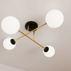 Emibig Deckenlampe Schwarz Weiß Gold 55 cm Kugelschirme* Deckenleuchten|Flurlampen