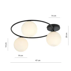 Emibig Deckenlampe Schwarz Weiß H: 20 cm Ø 47 cm LIBORIO* Deckenleuchten|Flurlampen