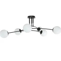 Best Easylight Deckenlampe Schwarz Weiß 6x E14 Modern Metall Glas
