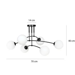 Best Easylight Deckenlampe Schwarz Weiß 6x E14 Modern Metall Glas