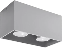 Sollux Deckenlampe Spot Aluminium eckig B:20cm Grau Modern* Moderne Lampen|Küchenlampen
