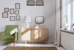 Belis Deckenlampe Stoff blendarm Schwarz Grau Gold E27 70 cm* Bürolampen|Wohnzimmerlampen