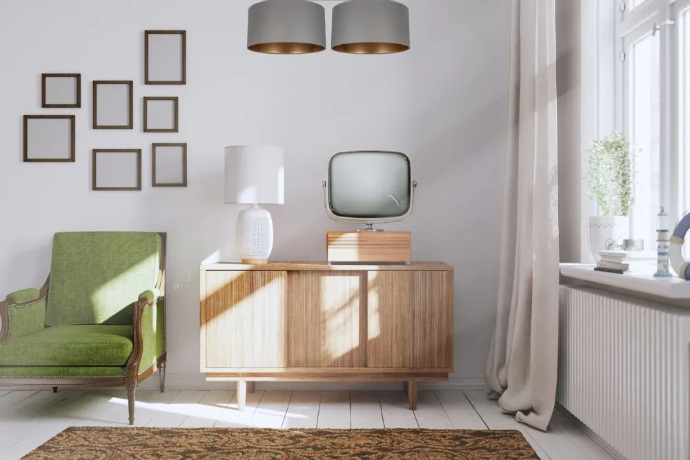 Belis Deckenlampe Stoff blendarm Schwarz Grau Gold E27 70 cm* Bürolampen|Wohnzimmerlampen