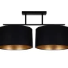 New Belis Deckenlampe Stoff blendarm Schwarz Gold E27 70 cm lang