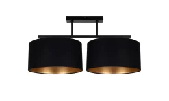 New Belis Deckenlampe Stoff blendarm Schwarz Gold E27 70 cm lang