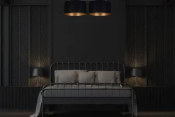 New Belis Deckenlampe Stoff blendarm Schwarz Gold E27 70 cm lang