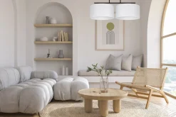 Belis Deckenlampe Stoff blendarm Schwarz Weiß E27 L:70 cm* Wohnzimmerlampen|Stofflampen