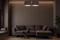 Belis Deckenlampe Stoff blendarm Schwarz Braun Weiß E27 70 cm* Bürolampen|Wohnzimmerlampen