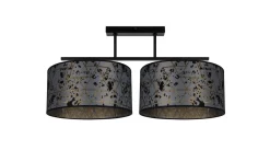 Clearance Belis Deckenlampe Stoff blendarm Schwarz Grau Muster 70 cm