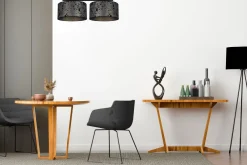 Clearance Belis Deckenlampe Stoff blendarm Schwarz Grau Muster 70 cm