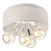 Best Lamkur Deckenlampe Stoff Metall 4x E27 Ø 35 cm Beige Chrom