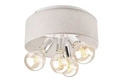 Best Lamkur Deckenlampe Stoff Metall 4x E27 Ø 35 cm Beige Chrom