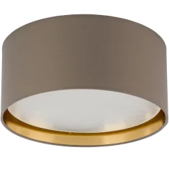 TK Lighting Deckenlampe Stoff rund Ø 45 cm Beige Gold blendarm