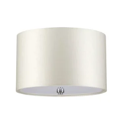 Elstead Deckenlampe Stoff rund Ø36cm Creme Chrom Modern VARINDA* Deckenleuchten|Flurlampen