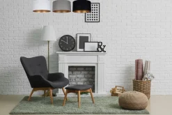 Belis Deckenlampe Stoff Weiß Graphit Schwarz E27 100 cm lang