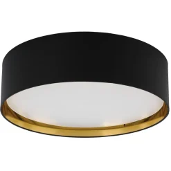 TK Lighting Deckenlampe Stoffschirm Schwarz Gold rund Ø 60 cm groß* Stofflampen|Moderne Lampen
