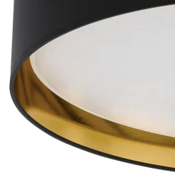 TK Lighting Deckenlampe Stoffschirm Schwarz Gold rund Ø 60 cm groß* Stofflampen|Moderne Lampen