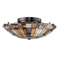 Elstead Deckenlampe Tiffany Stil rund Ø 40,7 cm Metall Glas 2x E27* Deckenleuchten|Flurlampen