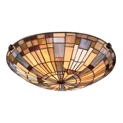 Elstead Deckenlampe Tiffany Stil rund Ø 40,7 cm Metall Glas 2x E27* Deckenleuchten|Flurlampen