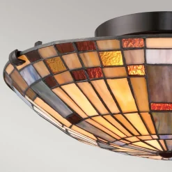 Elstead Deckenlampe Tiffany Stil rund Ø 40,7 cm Metall Glas 2x E27* Deckenleuchten|Flurlampen