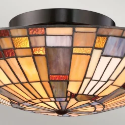 Elstead Deckenlampe Tiffany Stil rund Ø 40,7 cm Metall Glas 2x E27* Deckenleuchten|Flurlampen