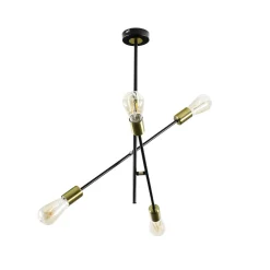 WOFI Deckenlampe verstellbar Retro 4x E27 Metall Schwarz* Deckenleuchten|Retro Lampen