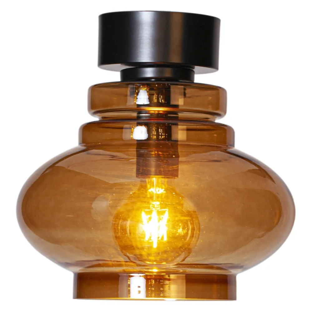 New By Rydéns Deckenlampe Vintage Metall Rauchglas B: 30 cm in Silber Cognac