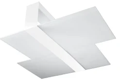 Sollux Deckenlampe Weiß Glas Metall flach blendarm 2x E27* Deckenleuchten|Flurlampen