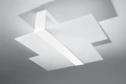 Sollux Deckenlampe Weiß Glas Metall flach blendarm 2x E27* Deckenleuchten|Flurlampen