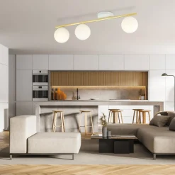 Emibig Deckenlampe Weiß Gold 80 cm Glas Metall dekorativ* Deckenleuchten|Flurlampen