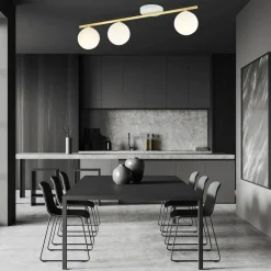 Emibig Deckenlampe Weiß Gold 80 cm Glas Metall dekorativ* Deckenleuchten|Flurlampen