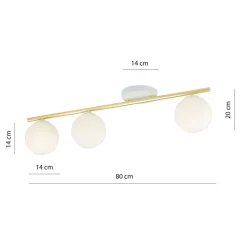 Emibig Deckenlampe Weiß Gold 80 cm Glas Metall dekorativ* Deckenleuchten|Flurlampen