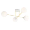 Emibig Deckenlampe Weiß Gold aus Glas Metall 4-flammig