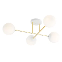 Emibig Deckenlampe Weiß Gold aus Glas Metall 4-flammig