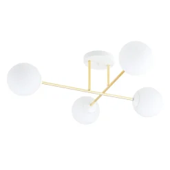 Emibig Deckenlampe Weiß Gold aus Glas Metall 4-flammig