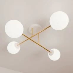 Emibig Deckenlampe Weiß Gold aus Glas Metall 4-flammig