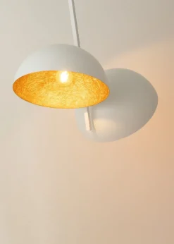 Sigma Deckenlampe Weiß Gold Metall L:90 cm E27 dekorativ* Deckenleuchten|Wohnzimmerlampen