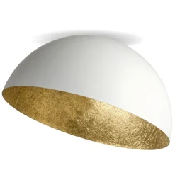 Sigma Deckenlampe Weiß Gold Metall Loft rund Ø35 cm dekorativ* Schlafzimmer Lampen|Esszimmer Lampen